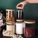 Glass flour Jars with Airtight Lids, 6 Pack Sugar and Flour Salt Containers Set, Extra Large Glass Rice Jar with Bamboo lid for Kitchen, Brown Suger, Beans, Groub Coffee (100OZ/54OZ/27OZ) by CozyNest Decor