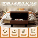 Ottoman Rectangular Storage Ottoman Bench, Faux Leather Footrest, Coffee Table, Stool Footstool with Hinged Lid for Living Room, Bedroom, Entryway, Brown, 28.5"x19"x17.5" by CozyNest Decor