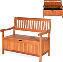 Tangkula Outdoor Wood Storage Bench Deck Box, Entryway Porch Storage Bench with Inner Removable Dust-Proof Lining & Portable Handles, Eucalyptus Wood Loveseat for Garden, Lawn, Balcony & Yard by CozyNest Decor