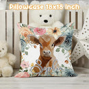 Custom Crib Bedding Set - Highland Cow Design Personalized Name Baby Nursery Bed 3 Pcs Set - Chic Soft Blanket with Dotted Backing, Sheet, Pillowcase for Newborn Girls Boys Gifts Color03 by TinyTreasures Baby Boutique