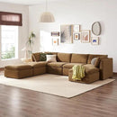 mopio Oversized Modular Sectional Sofa with Fully Removable Covers and Storage, Convertible U & L Shaped Sectionals, Modern Cloud Couch with Ottoman Chaise (Hazelnut Velvet, 7 Seats, U) by CozyNest Decor