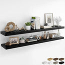 RICHFOCUS 72Inch Floating Shelves for Wall 2 Pack Shelves for Bedroom|Kitchen|Bathroom Wall Mounted Rustic Wood Floating Shelf with Invisible Brackets for Books|Storage|Decor, Black by CozyNest Decor