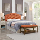 24KF Upholstered Button Tufted Queen Headboard with Nailhead Trim, Elegant Boucle Fabric Full headboard, 6031-Q-Boucle-Orange by CozyNest Decor