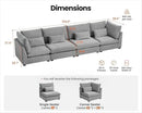 Oversized Modular Sofa, Extra Deep Cloud Chenille Sectional Couch with Ottoman Chaise, Fluffy Chenille 4 Seater Sofa for Living Room, Villa (Basic 4 Seater, Chenille Grey) by CozyNest Decor