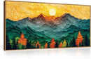 Abstract Sun Mountain Framed Canvas Wall Art Set, Forest Pine Tree Golden Sunset Wall Decor, Mixed Patchwork Landscape Art Print for Living Room, Bedroom, Dining Room, Office - 20"x40" by CozyNest Decor