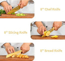 ZHANG XIAO QUAN SINCE 1628 15Pcs Knife Sets with Block, 50Cr15MoV Stainless Steel kitchen knife set with Built-in Sharpener Dishwasher Safe(Golden) by CozyNest Decor