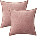 MIULEE Pack of 2 Couch Throw Pillow Covers 18x18 Inch Blush Pink Farmhouse Decorative Pillow Covers with Stitched Edge Soft Chenille Solid Dyed Spring Pillow Covers for Sofa Bed Living Room by CozyNest Decor