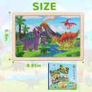 Wooden Puzzles Dinosaur Toys for Kids Ages 3-5, Set of 4 Packs with 20-Piece Wood Jigsaw Puzzles, Preschool Educational Brain Teaser Boards for Boys and Girls 3 4 5 6 Years Old by TinyTreasures Baby Boutique