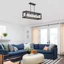 XINGQI Black Kitchen Island Light Fixtures Over Table, 31.5" Rectangular Linear Chandeliers Farmhouse Dining Room Pendant Ceiling 4-Light with Glass Lampshade for Living Room Bar Office by CozyNest Decor