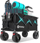 Collapsible Wagon Cart with Big All-Terrain Beach Wheels, Foldable Heavy Duty Wagons with Cup Holders, Utility Carts for Camping, Garden, Outdoor, Grocery, Sports. Black by GreenHaven Gardens