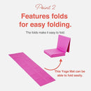 Folding Yoga Travel Pilates Mat Foldable Easy to Carry to Class Beach Park Tear resistant Travel Picnics 4mm Thick 9 Colors by TinyTreasures Baby Boutique