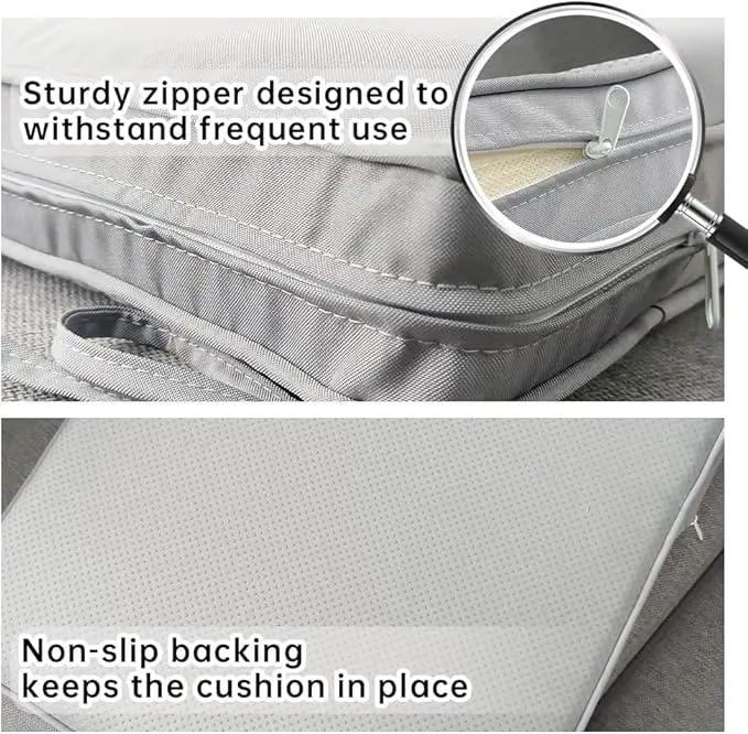3-Pack Outdoor Patio Furniture Replacement Cushions Set–High-Elastic Sponge Cushions Fit 4-Piece Wicker Rattan Sofa, Loveseat & Chairs, 36x18x2 & 18x18x2, Waterproof, Fade-Resistant (Light gray), photo 5 of 6