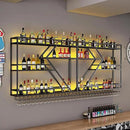 Wall Mounted Wine Rack with Glass Holder, 3-Tier Metal Storage Shelf, Black Diamond Design, Wine Bottle Display with Stemware Storage (Black, 94.48in/240) by CozyNest Decor