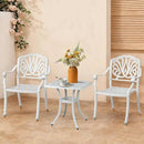 Outvita Patio Side Table, 21.3in Outdoor Square Cast Aluminum Bistro Table with Umbrella Hole and Antique Design for Backyard Porch Pool Balcony Deck White by GreenHaven Gardens