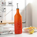 Sweejar Ceramic Olive Oil Dispenser Bottle, 24 Oz Relief Opaque Oil Cruet Protects To Reduce Oxidation, Suitable for Storage Soy Sauce, Coffee Syrup, Liquids, Set of 1 (Gradient Orange) by CozyNest Decor