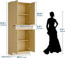 Cozy Castle Pantry Cabinet, 71" Tall Kitchen Storage Cabinet with Doors and Shelves, Freestanding Wood Cupboard Utility Hutch with Drawer for Dining Room Living Room Bathroom Furniture, Oak by CozyNest Decor