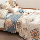 100% Cotton Throw Blankets for Couch Bed Chair Sofa,Cotton Quilt Throw Woven Boho Bed Blankets,Versatile Knit Woven Super Soft Decorative Blanket for Women,80''Wx 90''L by CozyNest Decor