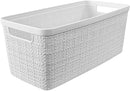 Curver Jute Decorative Plastic Organization and Storage Basket Perfect Bins for Home Office, Closet Shelves, Kitchen Pantry and All Bedroom Essentials, Slim, White, Set of 8 by TinyTreasures Baby Boutique