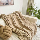 Chunky Knit Blanket Throw 48"x71", Chenille Throw Blankets, Handmade Warm & Cozy Blanket Couch Bed Home Decor, Soft Breathable Fleece Banket, Christmas for Couch Bed Sofa Best Gift (Tan) by CozyNest Decor