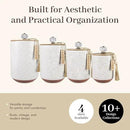 Youngs 21207 Ceramic Canister with Wood Lid and Silicon Seal, Crystal Knob and Blessing Bead Tassel Accent, 4-piece Set by CozyNest Decor