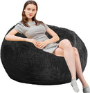 Bean Bag Chairs with Faux Rabbit Fur Cover, 3 ft Giant Memory Foam Bean Bag Chairs for Adults/Teens with Filling,Ultra Soft Faux Fur Fabric, Round Sofa for Living Room Bedroom College Dorm by TinyTreasures Baby Boutique