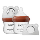 Natural Glass Baby Bottle for Breastfeeding Babies, 3oz Newborn Anti-Colic Baby Bottle with Slow Flow Nipples (SS), Clear, Wide Neck, 2 Pack, 0 Months+ by TinyTreasures Baby Boutique