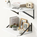 Fun Memories Floating Shelves Set of 2, 16" W x 12" D, White Ledges for Bedroom, Bathroom, 12" Deep Bookshelf Wall Mounted by CozyNest Decor