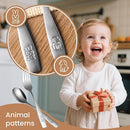 HAKSEN Stainless Steel Toddler Utensils Set, 12PCS Kids Safe Forks and Spoons with Bunny and Puppy Motifs, Mirror Polished & Dishwasher Safe by TinyTreasures Baby Boutique