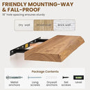 30" Floating Shelves, Live Edge Solid Elm Wood Floating Shelf, Wall Mounted Display Shelves with Heavy-Duty Bracket for Books, Rustic Wooden Shelf for Kitchen, Bathroom, Natural Color, Set of 2 by CozyNest Decor
