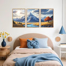 HPNIUB Landscape Mountain Wall Art Set, Rustic River Sunrise Pine Tree Forest Nature Scenry Wilderness Art Print, Farmhouse Grassland Modern Sky Decorative for Living Room, Bedroom, Office-16 x24 x3 by CozyNest Decor