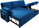 VanAcc Sleeper Sofa - 2 in 1 Pull Out Couch Bed with Storage Chaise for Living Room, Linen Blue by CozyNest Decor