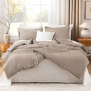 Litanika Light Coffee Comforter King Size, 3 Pieces Lightweight Solid Bedding Comforter Set, All Season Fluffy Bed Set (104x90In Comforter & 2 Pillowcases) by CozyNest Decor