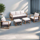 Outdoor Wicker Patio Furniture Set - 5 Piece Patio Conversation Set with 2 Wicker Armrest Chairs,2 Rattan Ottoman and 1 Couch,Sturdy Frame,Thick Cushions,Deep Seating(Brown/Beige) by CozyNest Decor