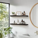 Floating Wall Shelves 2-Pack - 24-Inch Rustic Black Wooden Shelves for Storage and Décor, Easy Installation for Living Room, Bedroom, and Kitchen by CozyNest Decor