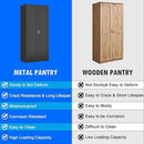 60" Tall Kitchen Pantry Cabinet, Metal Pantry Cabinet with Doors and Adjustable Shelves, Black Utility Storage Cabinet with Handles for Dining Room, Bathroom, Laundry Room - Assemble Required by CozyNest Decor
