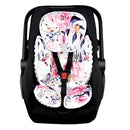 Pea Pod Baby Car Seat Head Support for Newborn, 2 in 1 Infant Car Seat Head Body Support for Girls Extra Soft Breathable Baby Car Seat Cushion Insert for Strollers, Swings, and Bouncers, Pink Floral by TinyTreasures Baby Boutique