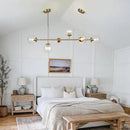 KCO Lighting 6 Light Bubble Chandelier Lighting Clear Glass Globe Chandelier Brass Gold Linear Pendant Light Mid Century Modern Pendant Light for Living Room Kitchen Island Dining Room by CozyNest Decor