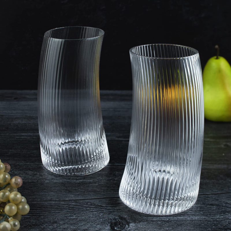 Set of 2 Curvy Cocktail Glasses 8oz by The Wine Savant - Swerve Twist Glasses Curved Glasses for Cocktails, Perfect For Any Bar, Anniversary Gift, Birthday Gift, Wedding Gift Or Cocktail Party