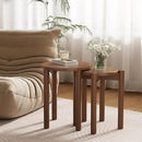 Stackable Stools Set of 4,4-in-1 Wood Stool,Round Wooden Stools with Anti-Slip Foot Pads for Kitchen,Bedroom,Living Room,Bar,No Assembly Required Durable and Space-Saving Design,18 inch (Walnut) by CozyNest Decor