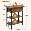 End Table with Charging Station, Flip Top Side Table with USB Ports and Outlets, 3-Tier Small Side Table with Storage for Small Space, End Tables for Living Room/Bedroom, Brown by CozyNest Decor