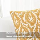 HWY 50 Mustard Yellow Decorative Throw Pillow Covers 18x18 Inch (1 Piece), Embroidered Cotton Farmhouse Cushion Cover Pillow Case for Sofa Couch Living Room Bed Bedroon, Floral Branches by CozyNest Decor