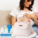 Breastmilk Cooler Bag with Ice Pack Fits 6 Baby Bottles up to 9 Ounce, Wearable Breast Pumps Cooler Bag for Nursing Mom Daycare, Work, Travel- White by TinyTreasures Baby Boutique