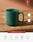 famiware Coffee Mugs Set of 6, Nebula 14oz Coffee Mugs, Ceramic Cup Set with Handle for Latte, Tea, Milk, Cappuccino, Cocoa, Dark Green by CozyNest Decor