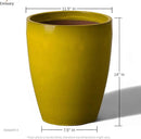 Emissary Home and Garden Bullet 11.5 in. Mustard Yellow Ceramic Round Planter (11.5 in. L x 11.5 in. W x 14 in. H) with Drainage Hole by CozyNest Decor