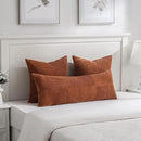 Fancy Homi Set of 2 Rust Boho Long Lumbar Body Decorative Throw Pillow Cover 14x36 Inch for Bed Couch Bedroom Bench, Soft Patchwork Corduroy Textured Pillow Case, Rustic Farmhouse Room Décor by CozyNest Decor