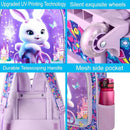 Rolling Backpack for Girls, Cute Rabbit Roller Wheels Kids Bookbag - Wheeled Elementary School Bag - 3PCS Rabbit by TinyTreasures Baby Boutique