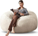 Bean Bag Chair 6Ft, Memory Foam Filled, Large Beanbag Chairs for Adults and Teens, Soft Sofa with Removable Flannel Cover, Round Couch for Living Room Bedroom College Dorm (Apricot, 6FT-67×67"×24") by CozyNest Decor