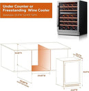 Ca'Lefort Wine Fridge & Cooler - 24 Inch 46 Bottle Wine Cooler Refrigerator, 40-65°F Dual Zone Wine Refrigerator Glass Door, 3 LED Built-in or Freestanding Fridge for Home/Bar/Kitchen (5.65 cu.ft) by CozyNest Decor