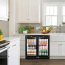 Tylza Back Bar Cooler With 2 Glass Doors, 200L Under Counter Back Bar Refrigerator with LED Lighting, Safety Locks, Counter Height Bar Beverage Cooler for Beer, Soda Drinks, Wine, Black by CozyNest Decor