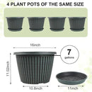 Large-Planter-Indoor-Outdoor Plant Pots, 16 inch 4 Pack Plastic Flower Pots with Saucer and Drainage Holes, Modern Garden Planters for Planting Medium Large Plants， Decorative Resin Garden Pots by CozyNest Decor